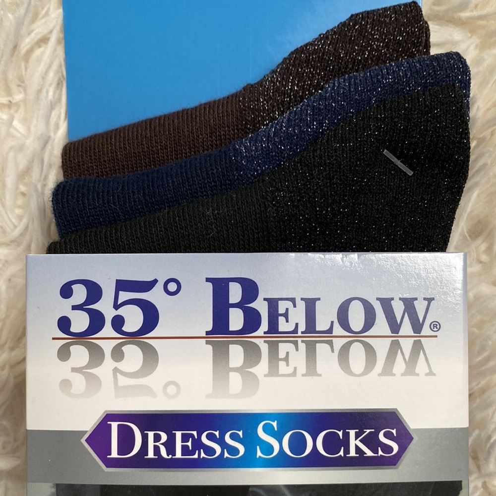 35 Below Dress Socks - 3 Pairs 💗 Black Navy & Brown - Picture 6 of 9